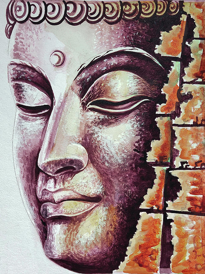 Buddha The Inner Peace Drawing by Asp Arts