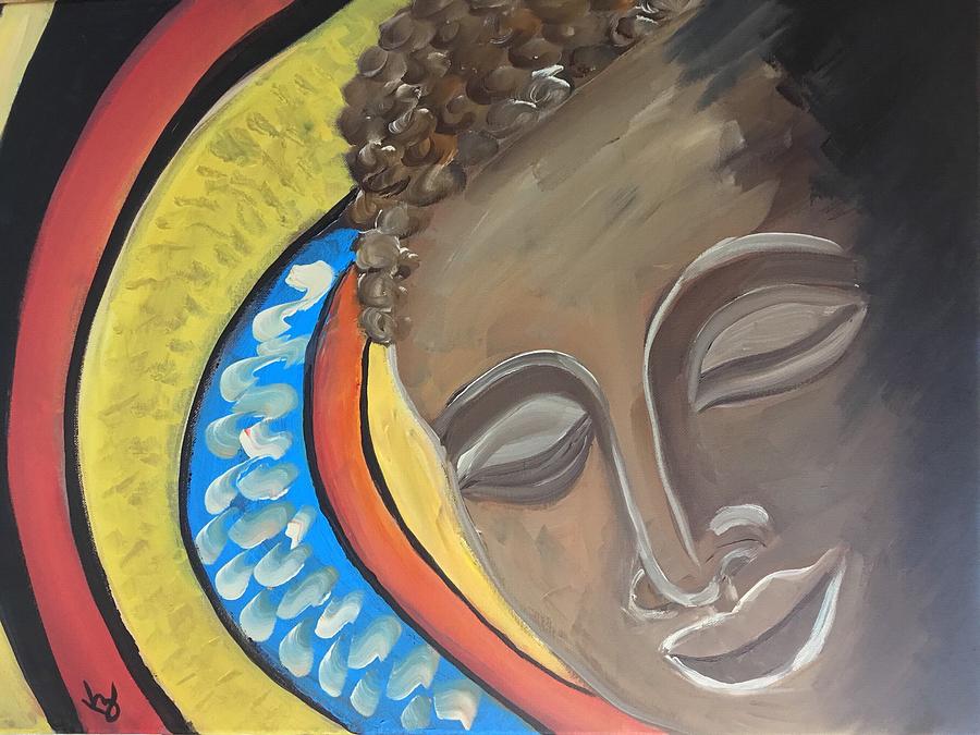 Buddha with Halos  Painting by Karen Buford