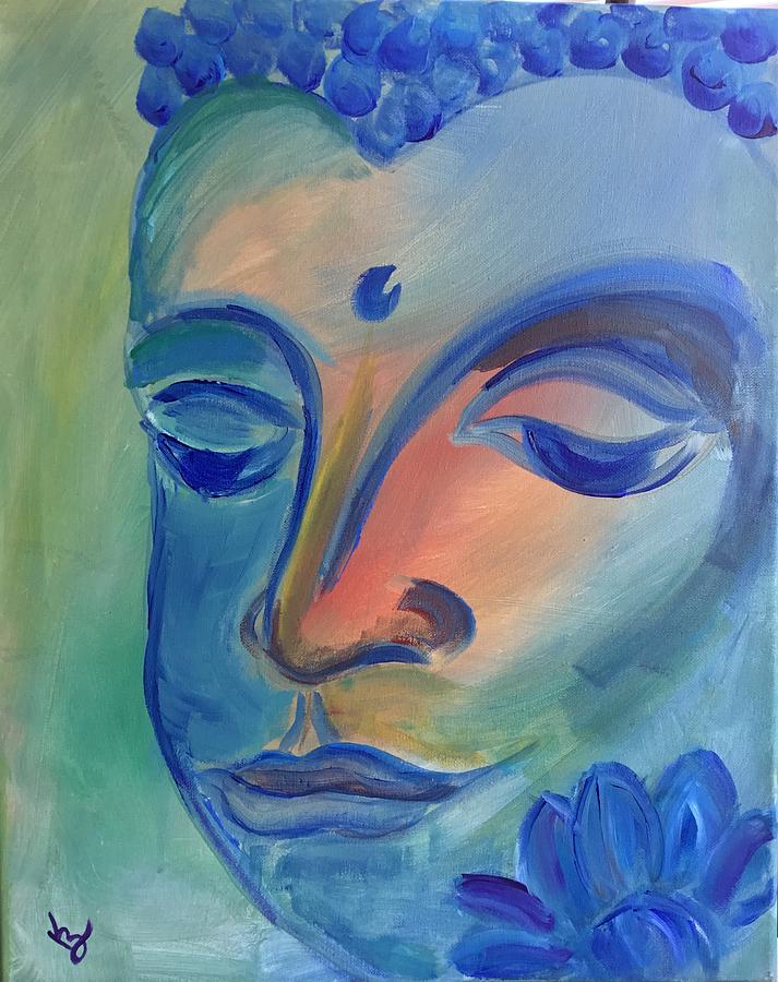Buddha with Lotus  Painting by Karen Buford