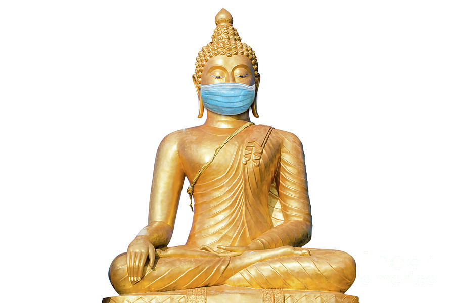 Buddha with surgical mask Photograph by Benny Marty