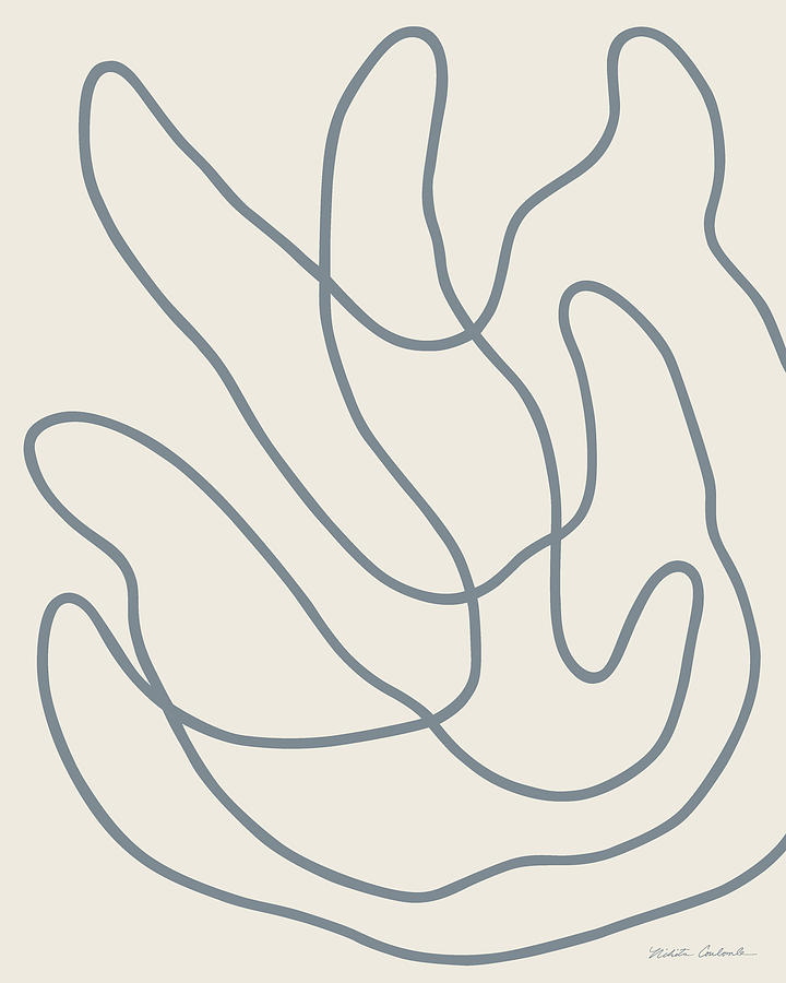 Buddhas Hand I gray line on cream background Painting by Nikita Coulombe