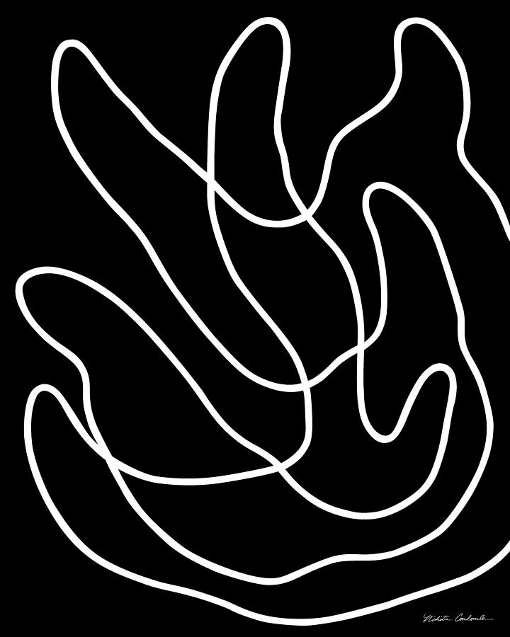 Buddhas Hand I white line on black background Painting by Nikita Coulombe