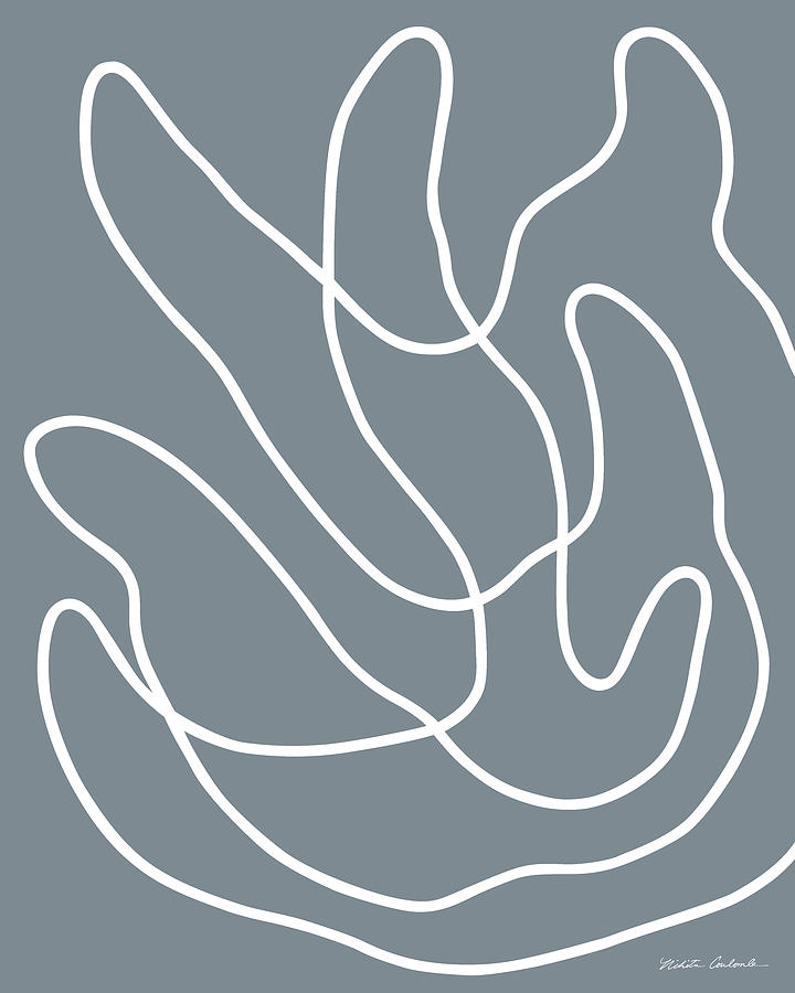 Buddhas Hand I white line on gray background Painting by Nikita Coulombe