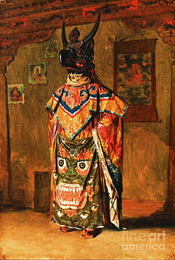 Buddhist Lama at a Feast at Pemionchi Monastery Sikkim 1875 Digital Art by Peter Ogden