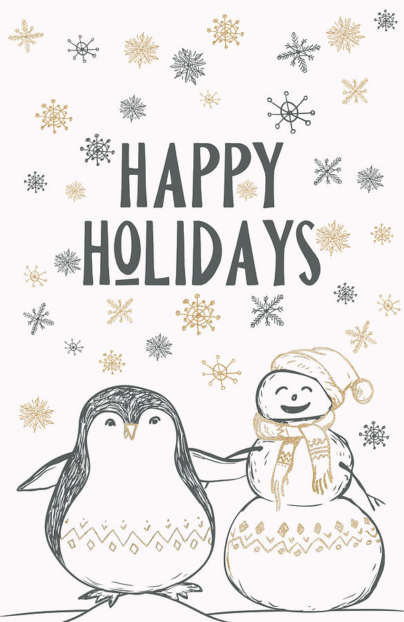 Christmas Digital Art - Buddies Holiday Greeting Card by Ink Well
