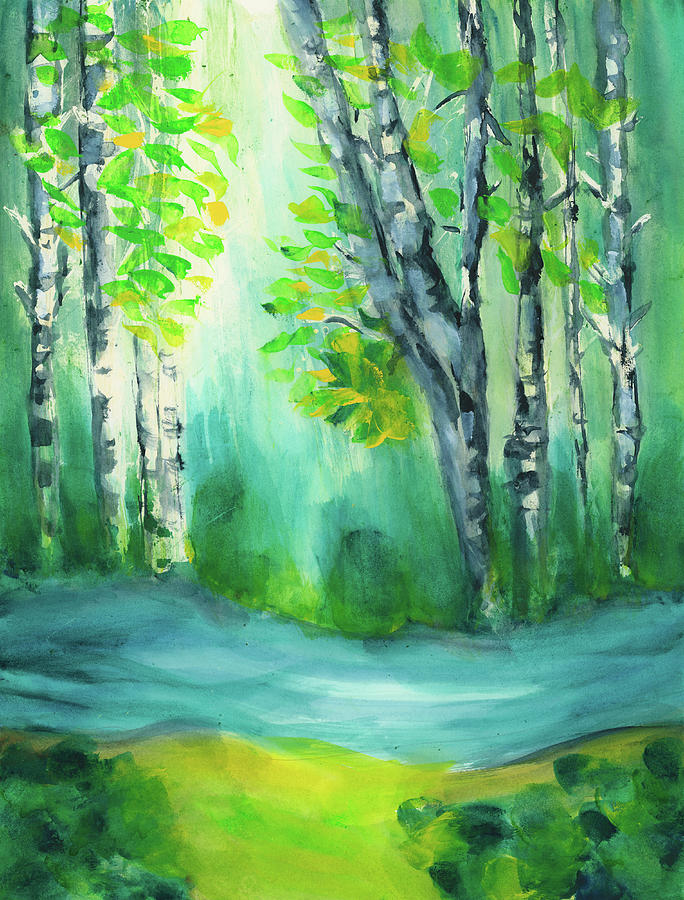 Budding Birch Trees Painting by Frank Bright