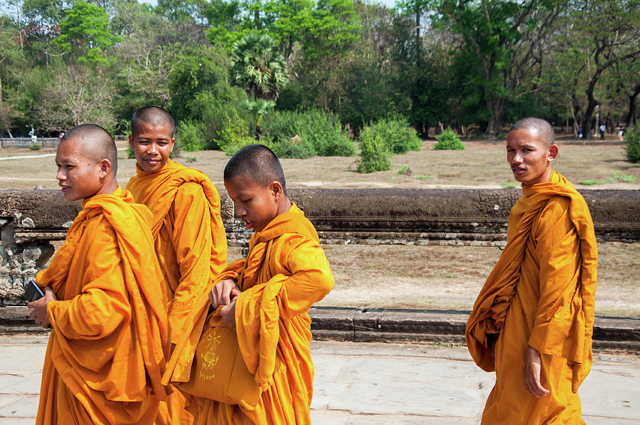 Buddist Monks At Angkor Wat Photograph