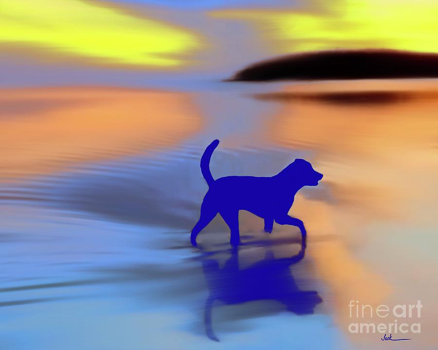 Dog Painting - Buddy at the Beach by Jack Bunds Dog Painting - Buddy at the Beach by Jack Bunds