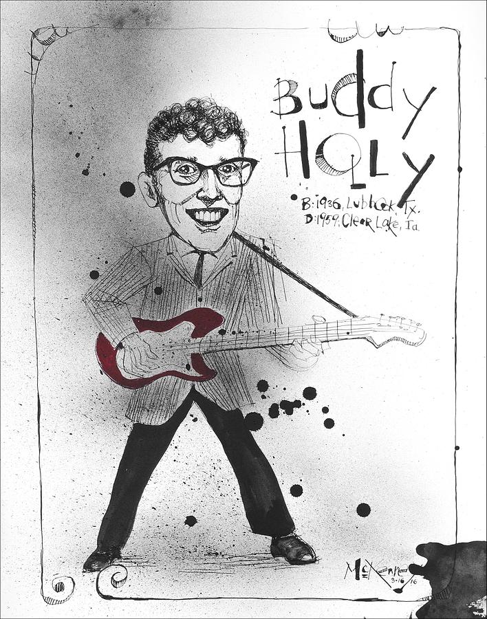 Buddy Holly Drawing by Phil Mckenney