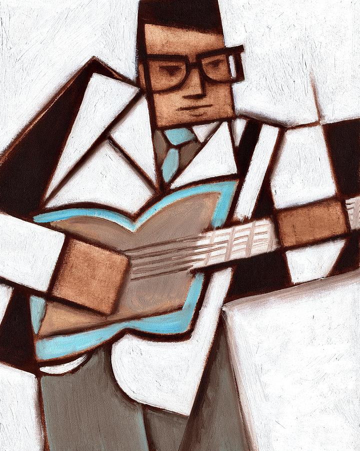 Buddy Holly Playing Guitar Painting Painting by Tommervik