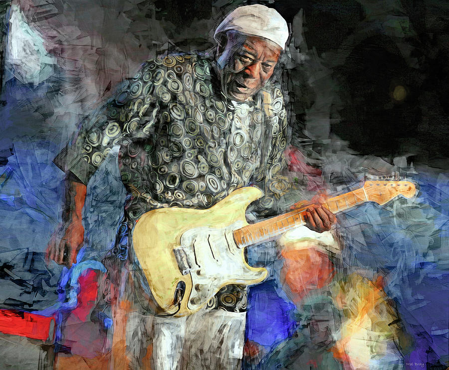 Buddy Plays the BlueS Mixed Media by Mal Bray
