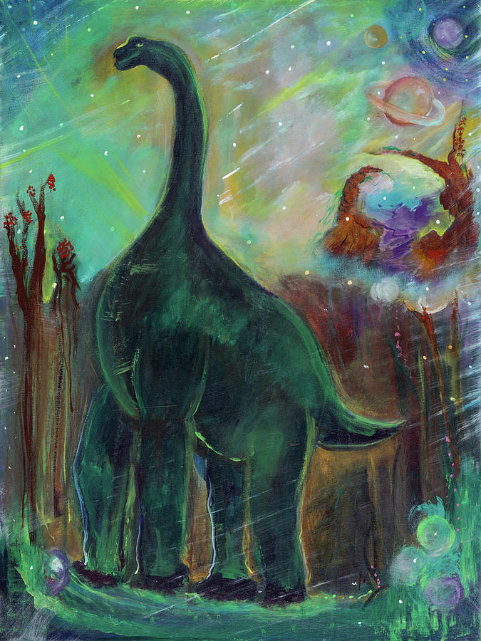 Buddy, the Baby Brachiosaurus Painting by Lily Nava-Nicholson