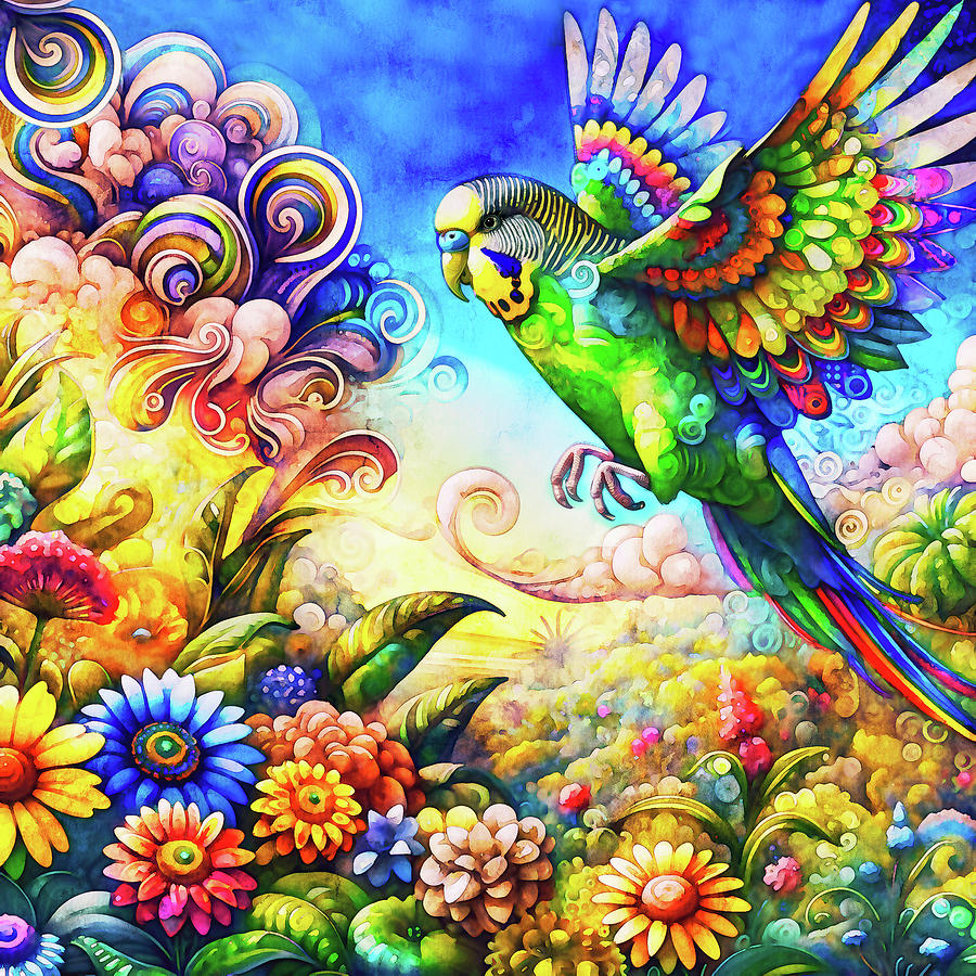 Budgie Dreams Digital Art by Peggy Collins