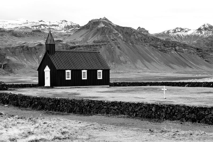 Budir Black Church in Black and White Photograph by Catherine Reading