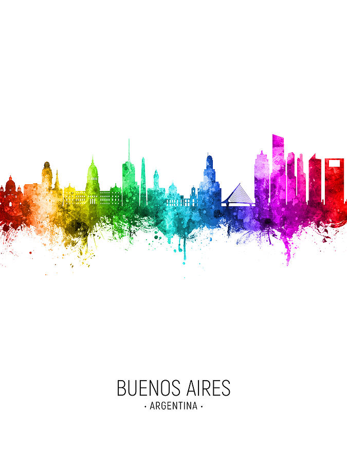 Skyline Digital Art - Buenos Aires Argentina Skyline #94 by Michael Tompsett