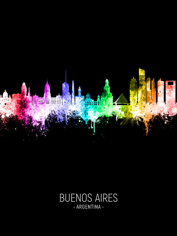 Skyline Digital Art - Buenos Aires Argentina Skyline #97 by Michael Tompsett