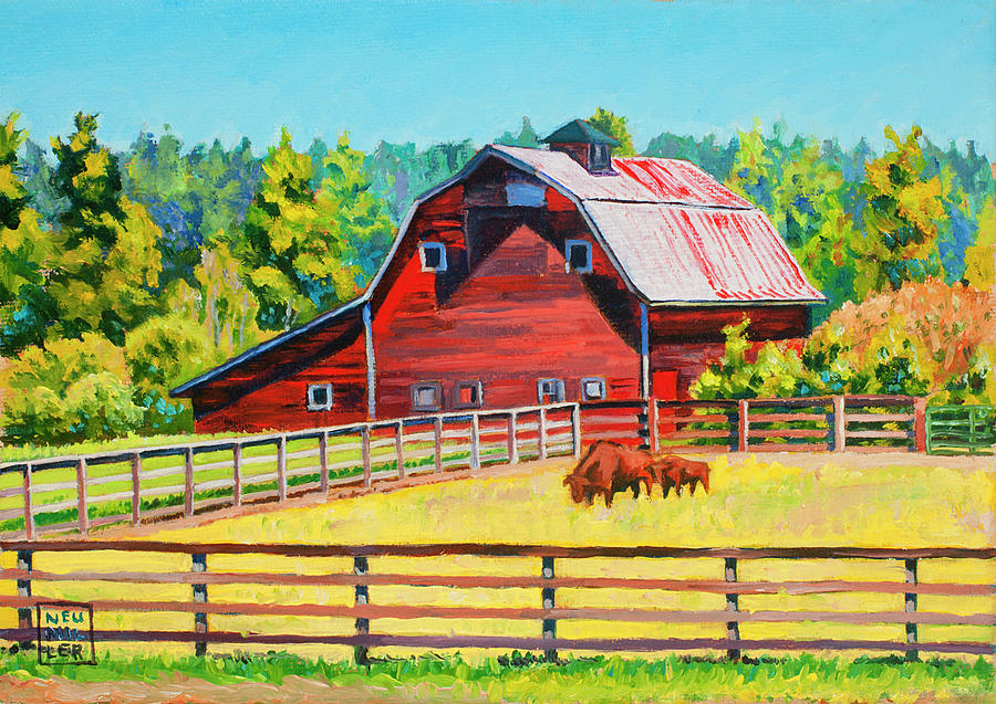 Buffalo Barn Painting by Stacey Neumiller