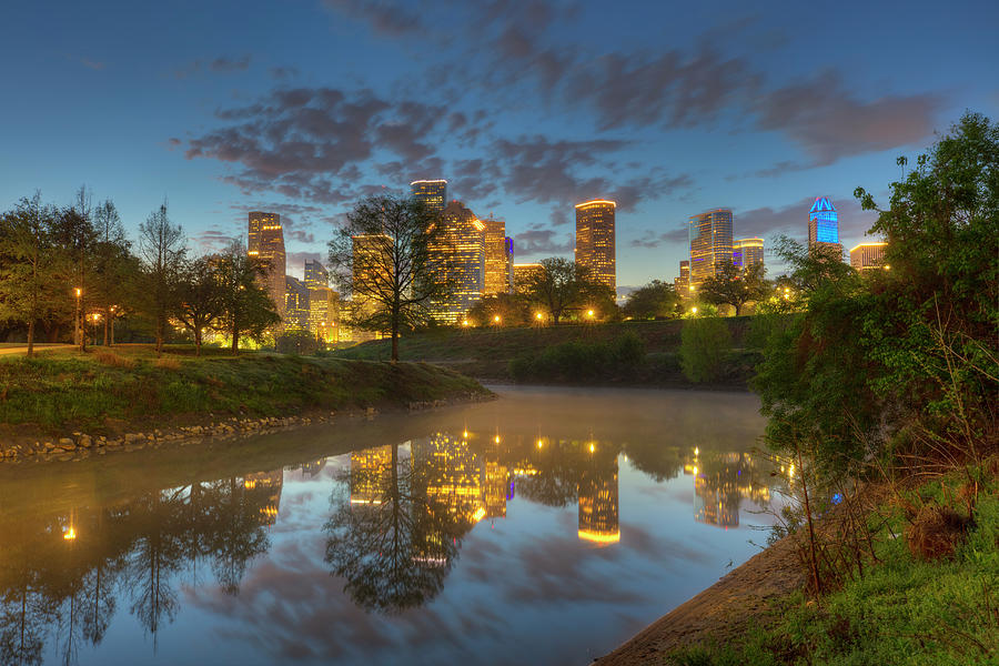 Buffalo Bayou before Sunrise - Houston, Texas 3291 Photograph by Rob ...