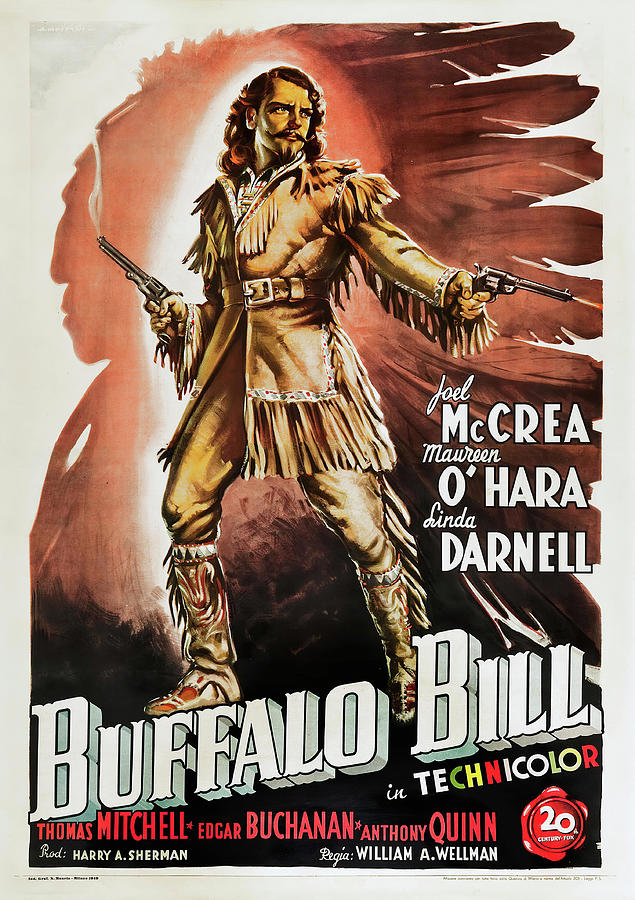 Maureen Ohara Mixed Media - Buffalo Bill, 1944 - art by Alfredo Capitani by Movie World Posters