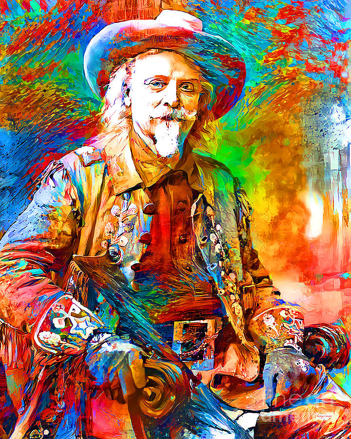 Buffalo Bill Cody in Contemporary Vibrant Painterly Colors 20210130 Photograph by Wingsdomain Art and Photography