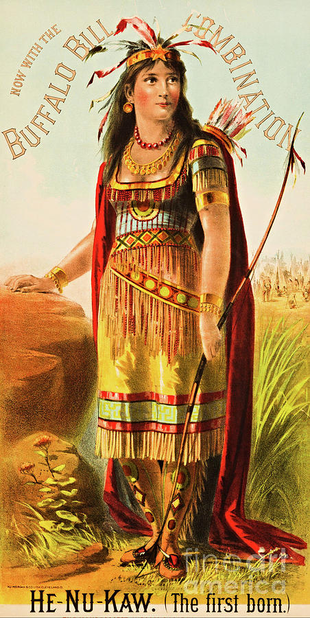 Buffalo Bill Handsomest Indian Maiden He Nu Kaw circa 1880 Painting by Peter Ogden