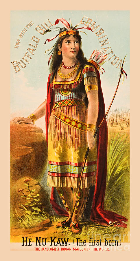 Museum burst Blændende Buffalo Bill Handsomest Indian Maiden He Nu Kaw circa 1880 Painting by  Morgan Lithograph Company