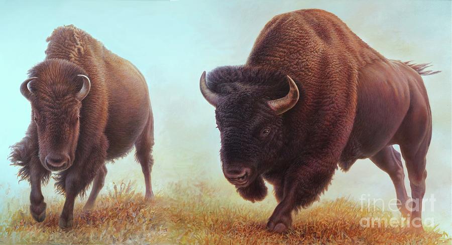 Buffalo Painting by Hans Droog