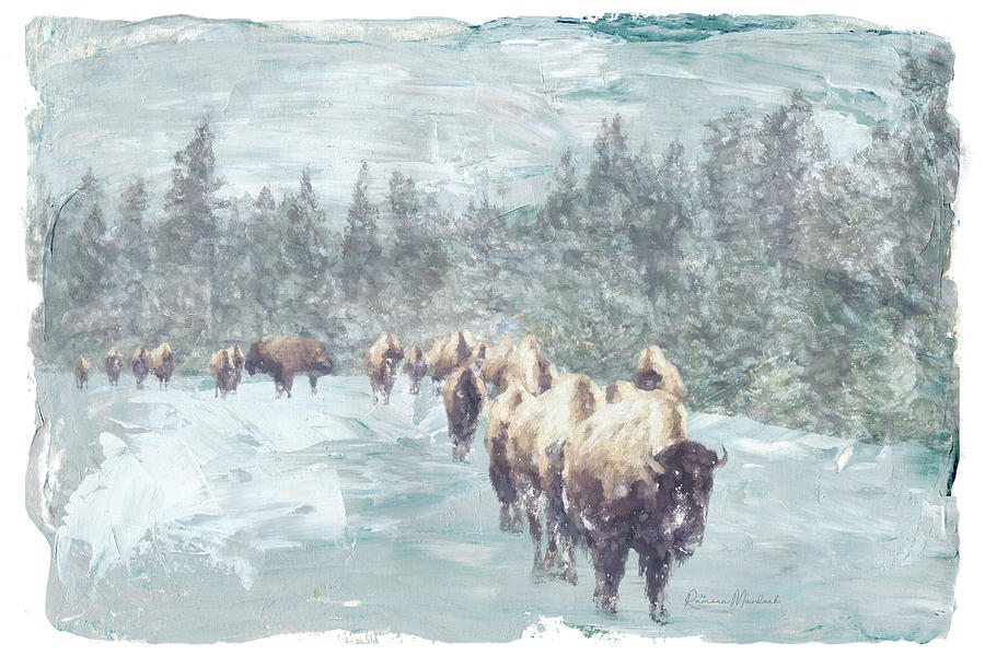 Buffalo Herd Digital Art by Ramona Murdock