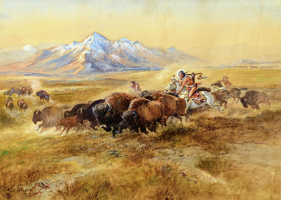 Buffalo Hunt, 1900 Painting by Charles Marion Russell - Fine Art America