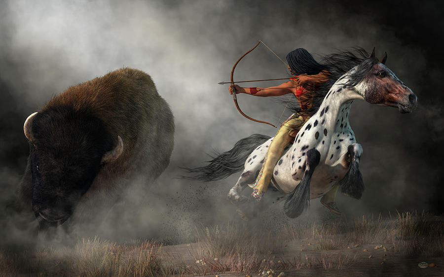 Buffalo Hunt Digital Art by Daniel Eskridge