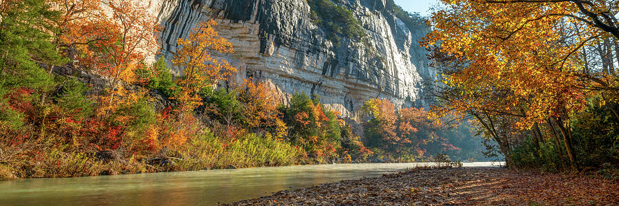 Buffalo National River Fall Landscape Panorama at Roark Bluff
