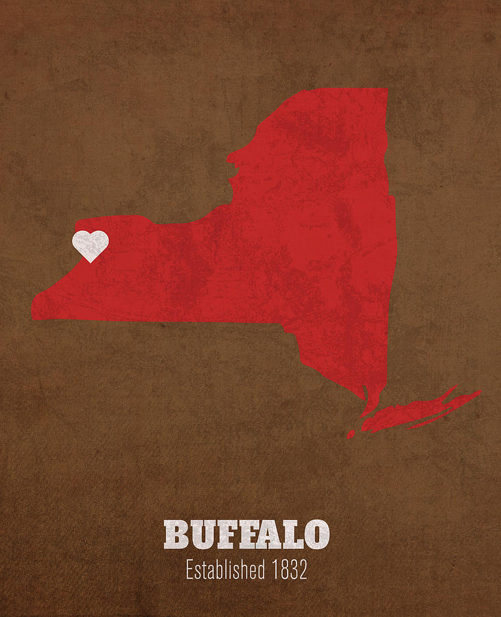 Buffalo Mixed Media - Buffalo New York City Map Founded 1832 Cornell University Color Palette by Design Turnpike