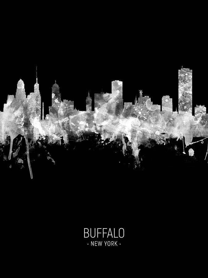 Buffalo Digital Art - Buffalo New York Skyline #05 by Michael Tompsett