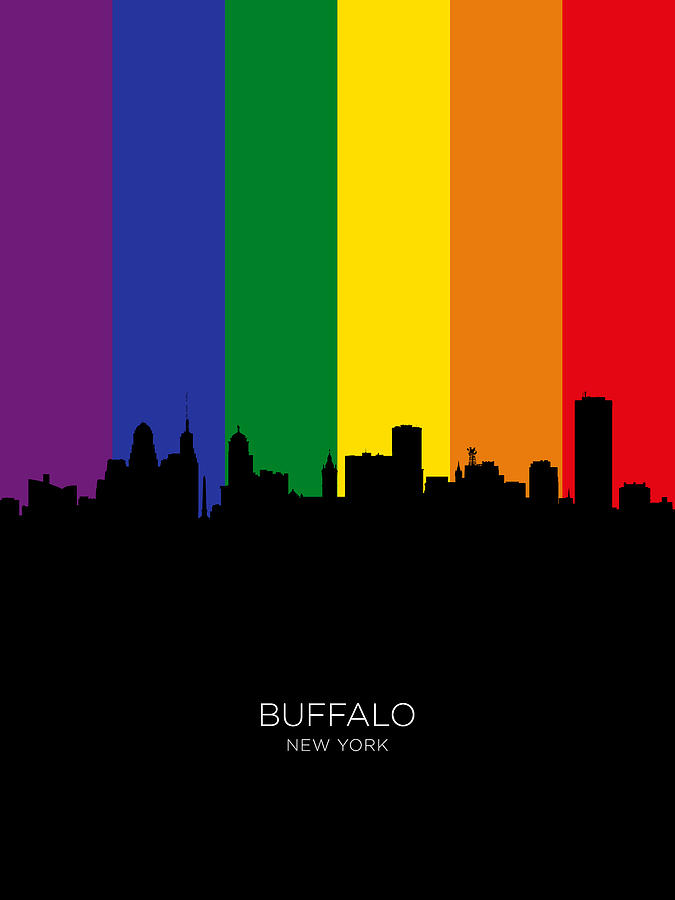 Buffalo Digital Art - Buffalo New York Skyline #07 by Michael Tompsett
