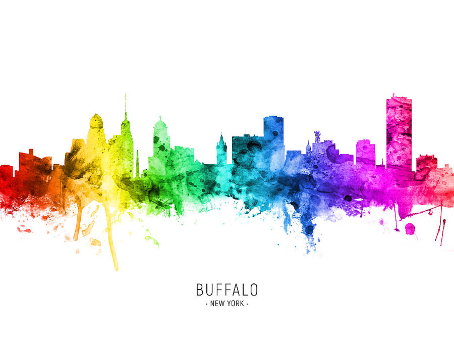 Buffalo Digital Art - Buffalo New York Skyline #19 by Michael Tompsett
