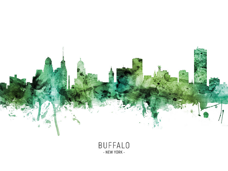 Buffalo Digital Art - Buffalo New York Skyline #92 by Michael Tompsett