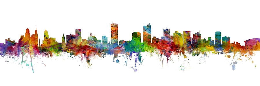 Buffalo NY and Phoenix AZ Skylines mashup Digital Art by Michael Tompsett