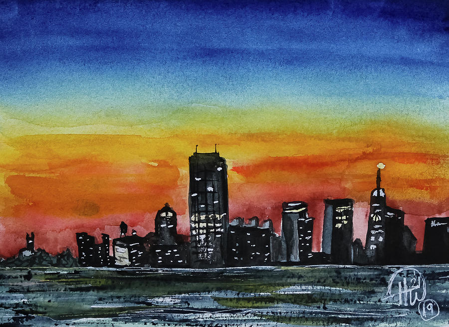 Buffalo, NY at Sunset Painting by Holly Wentlent - Fine Art America