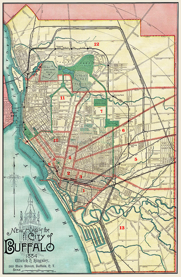 Buffalo Old Map 1884 Photograph by Phil Cardamone - Pixels