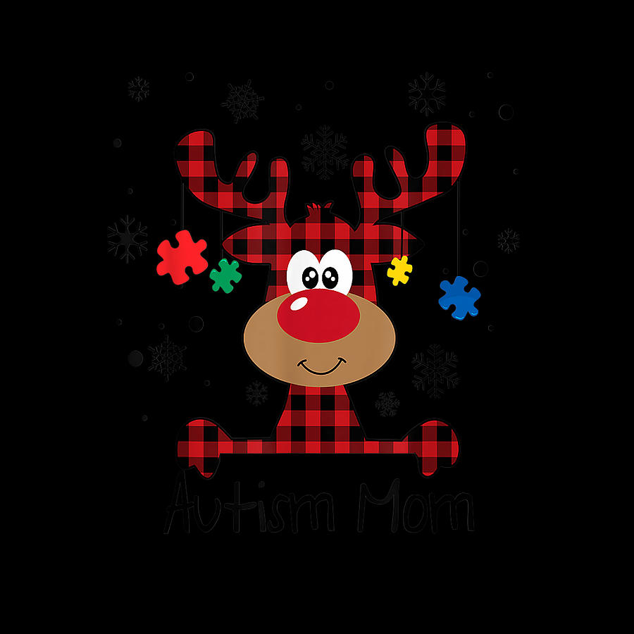 Buffalo Plaid Autism Mom Reindeer Autism Mom Christmas Xmas Digital Art ...