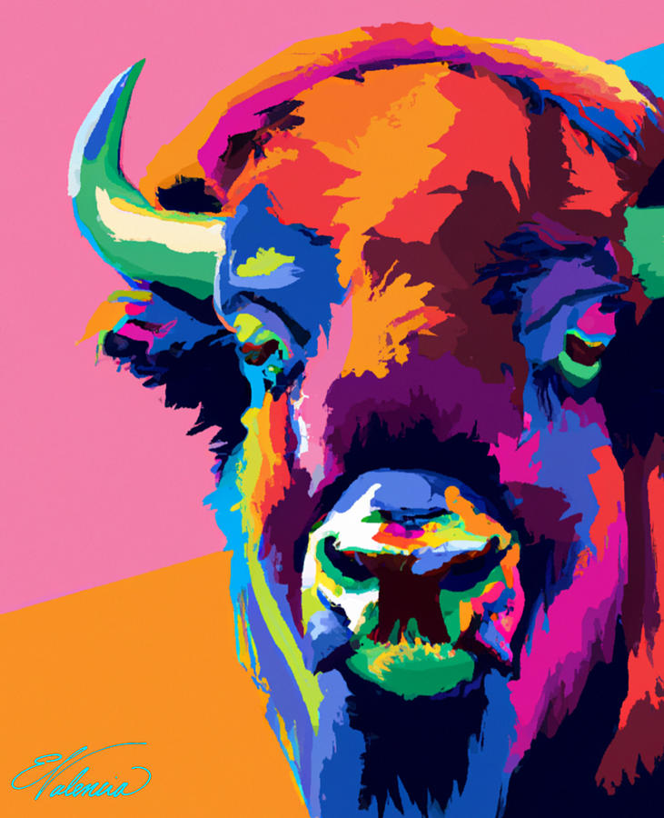 Buffalo pop.  Painting by Emanuel Alvarez Valencia