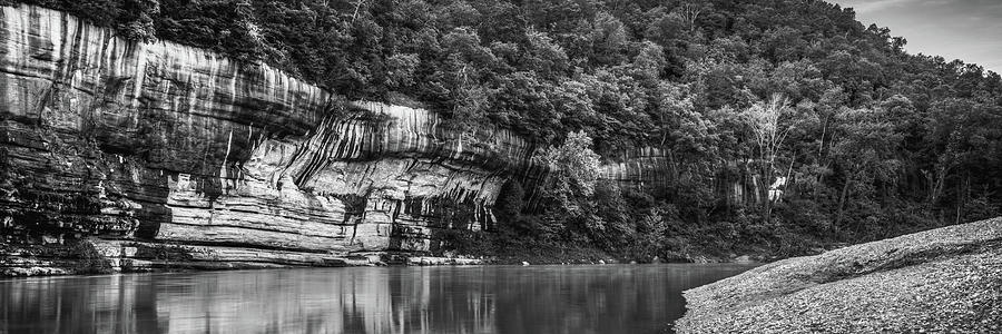 Buffalo River Painted Bluff Monochrome Panorama Photograph by Gregory Ballos