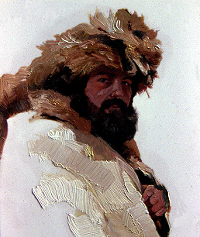 Mountain Man Painting - Buffalo Robe Trader by Elizabeth J Billups