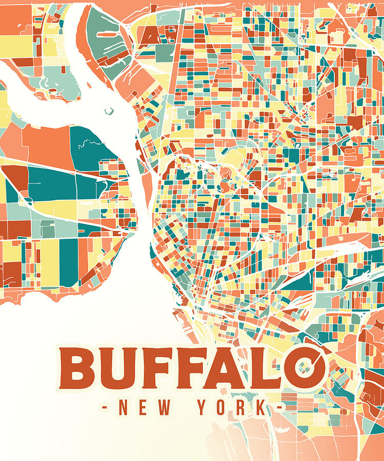 Buffalo US map Digital Art by Alexandru Chirila - Fine Art America