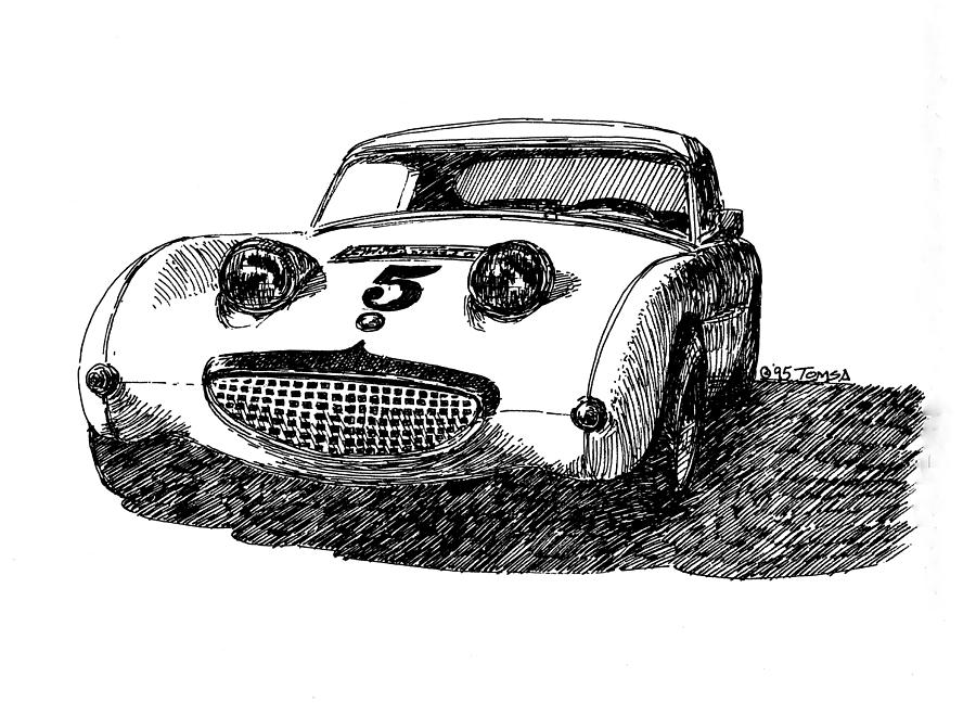 Bug Eyed Sports Car Drawing by Bill Tomsa