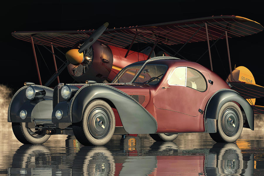 Bugatti 57-SC Atlantic - The Most  Legendary Of All Bugatti Cars Digital Art by Jan Keteleer