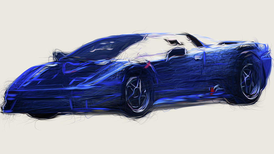 Bugatti EB110 Prototype Drawing Digital Art by CarsToon Concept