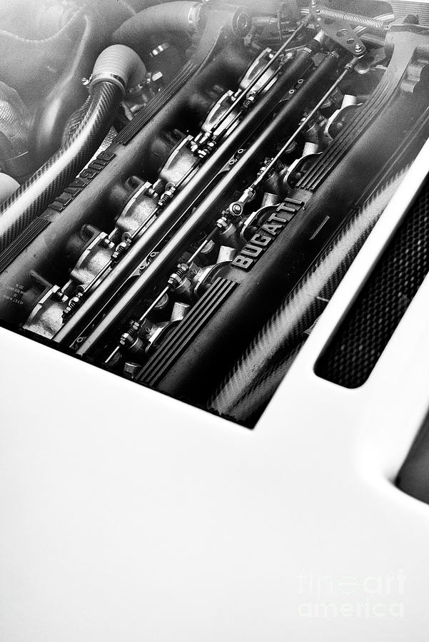 Bugatti EB110 V12 Engine Monochrome Photograph by Tim Gainey