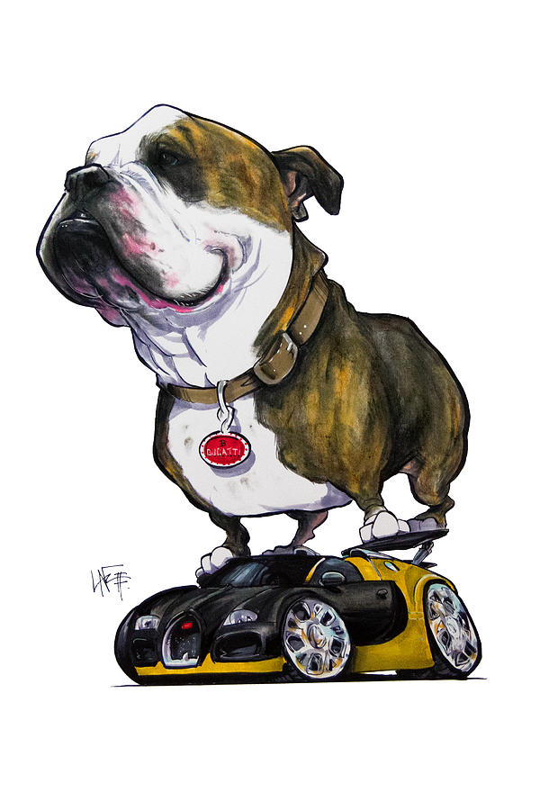 Bugatti Penniman Drawing by Canine Caricatures By John LaFree