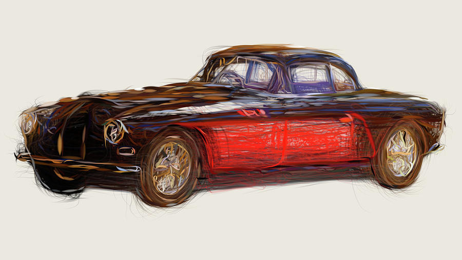 Bugatti Type 101 Coupe Drawing Digital Art by CarsToon Concept